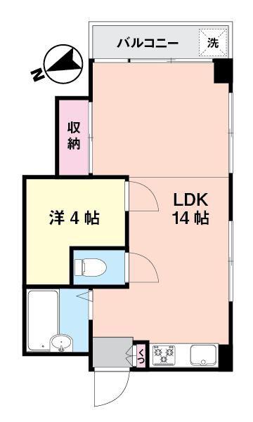 シャトー信濃(1LDK/2階)の間取り写真