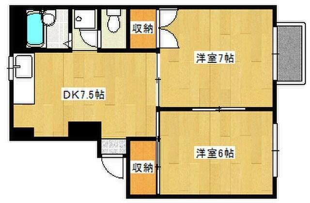 グリーンパーク根岸B棟(2DK/3階)の間取り写真