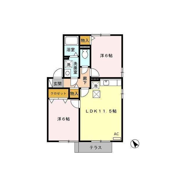 D-ROOMグリーンビレッジ・ピア(2LDK/1階)の間取り写真