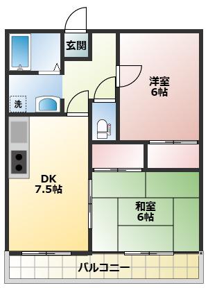 サンセール(2DK/2階)の間取り写真
