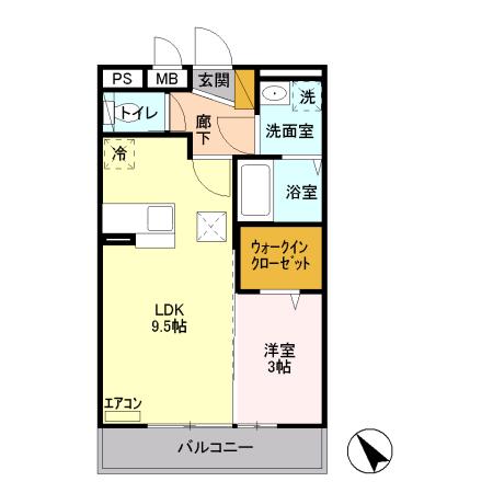 エスパシオ(1LDK/3階)の間取り写真
