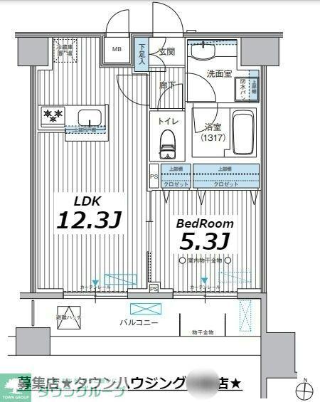 パークスリー高円寺(1LDK/2階)の間取り写真