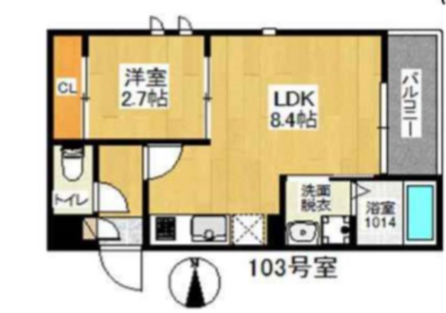 GRANDTIC 雅・堺東(1LDK/1階)の間取り写真