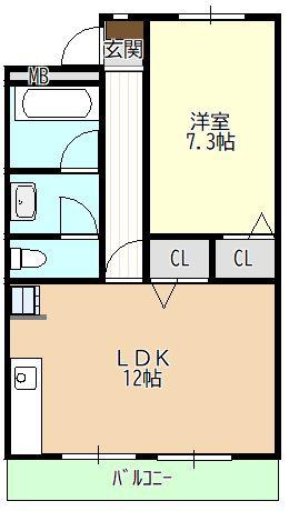 臼井ビル(1LDK/2階)の間取り写真