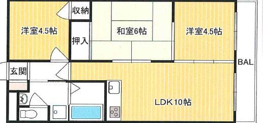ロフティ津市場(3LDK/2階)の間取り写真