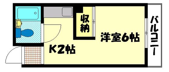 Sビル段原(1K/1階)の間取り写真