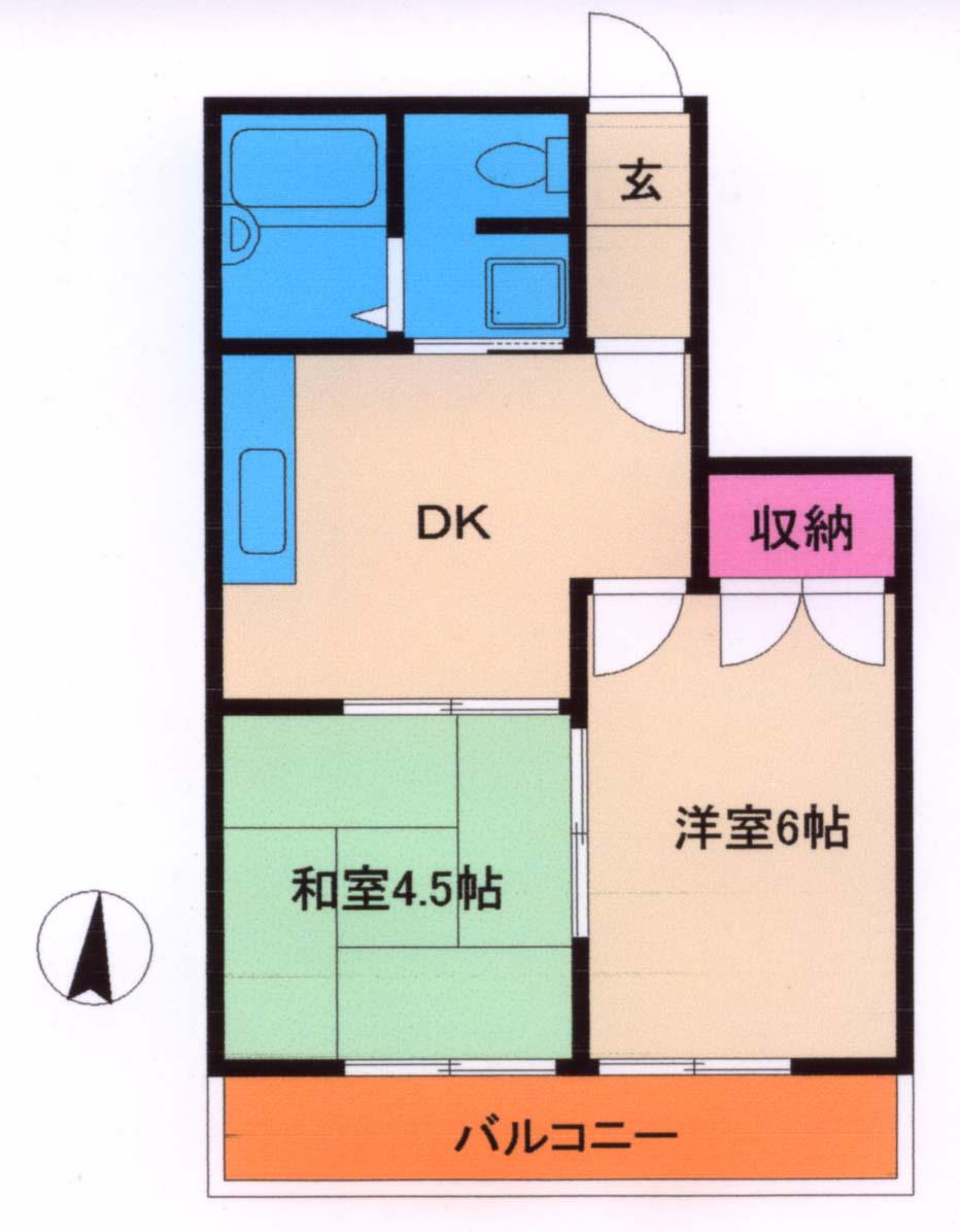ヴィラエーデルワイス(2DK/2階)の間取り写真
