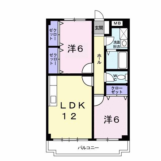 セゾン八尾東(2LDK/1階)の間取り写真