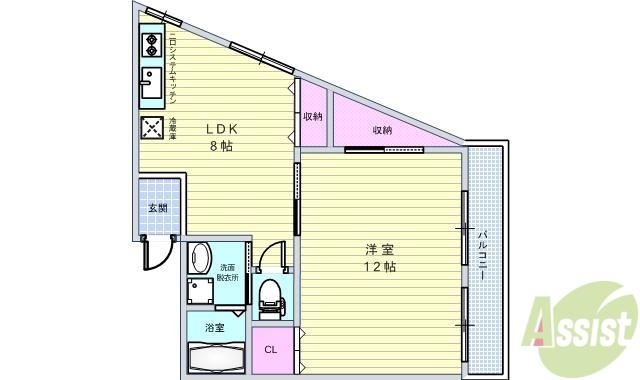 ヴィラ豊中(1LDK/3階)の間取り写真