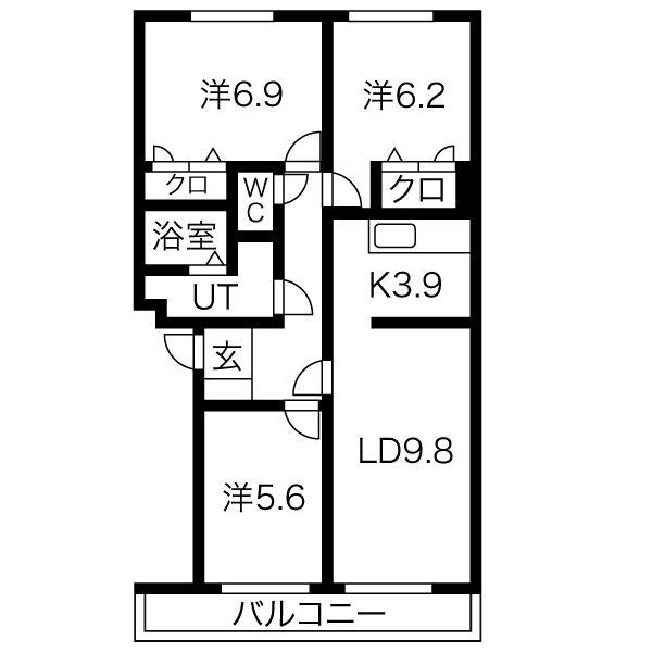 SUPERB壱番館(3LDK/3階)の間取り写真