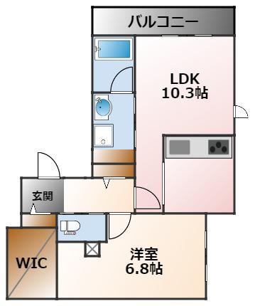シーシェル浜甲子園(1LDK/1階)の間取り写真