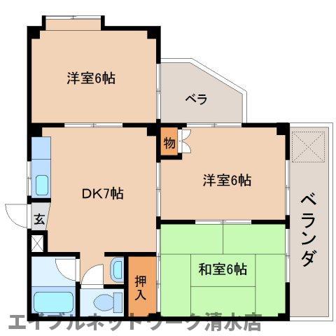 矢倉ハイツ(3DK/2階)の間取り写真