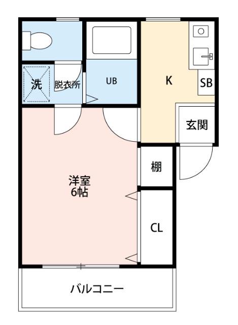 ウエダハイツ I(1K/2階)の間取り写真