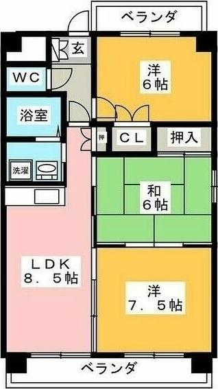 ラ・ミノール(3LDK/4階)の間取り写真