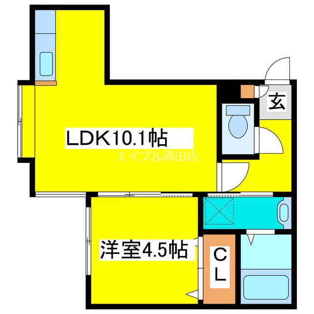 パルティールTM清田(1LDK/2階)の間取り写真