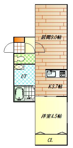ルラーシェ豊岡5(1LDK/2階)の間取り写真