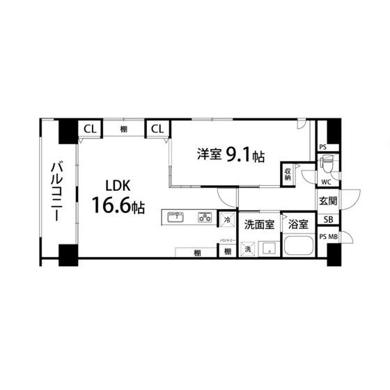 朝日プラザ北一番丁(1LDK/6階)の間取り写真