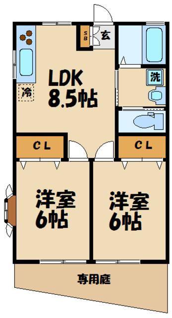 サンモール大久保(2LDK/1階)の間取り写真