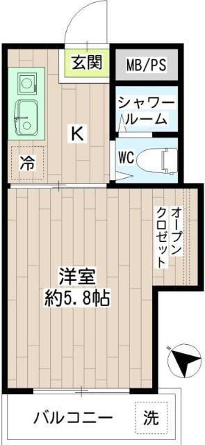 メゾンマキガハラ(1K/3階)の間取り写真
