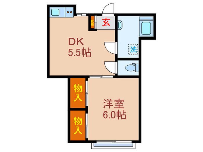 紅谷ビル(1DK/3階)の間取り写真