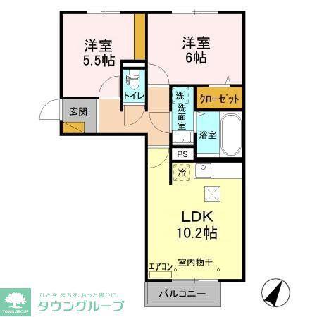 ヴァイスハウス(2LDK/1階)の間取り写真