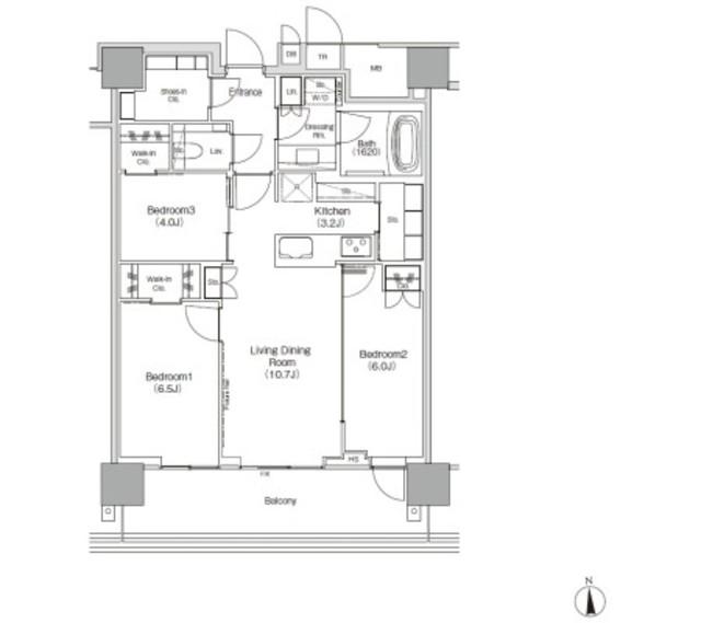 JIYUGAOKA MUSE SQUARE THE RESIDENCE(3LDK/13階)の間取り写真