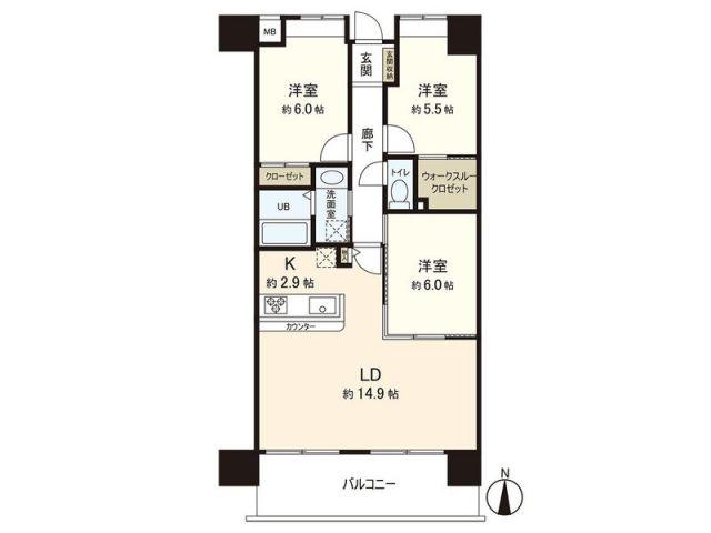 MFPRコート宮町(3LDK/6階)の間取り写真