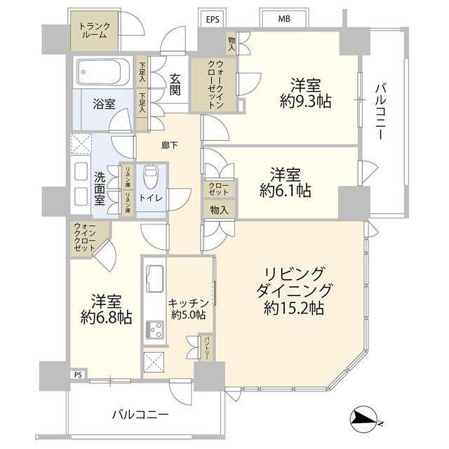 THE KOSUGI TOWER(3LDK/49階)の間取り写真