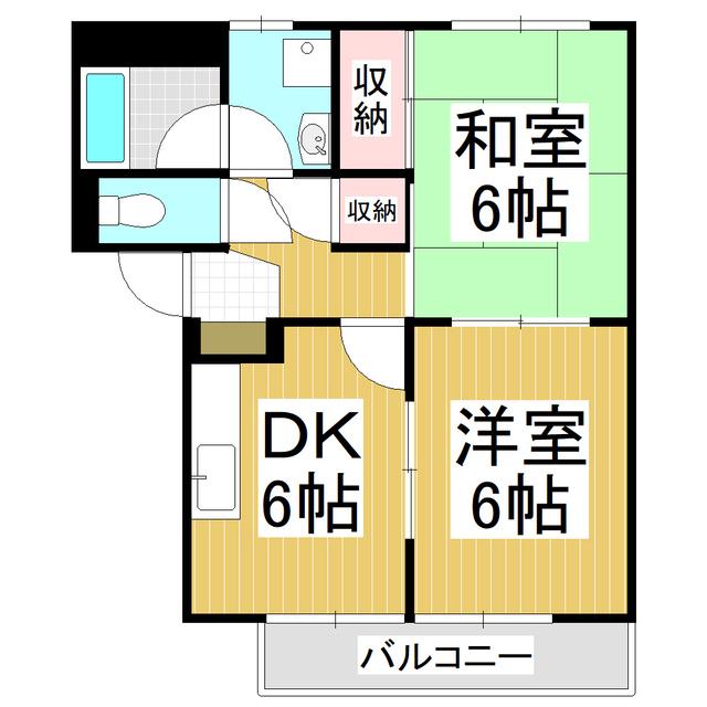 サンハイツB(2DK/2階)の間取り写真