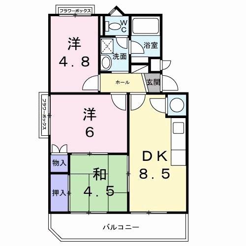 カサグランデ藤江(3DK/1階)の間取り写真