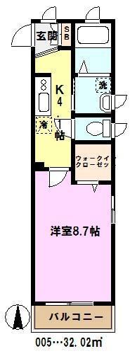 プレシャス(1K/2階)の間取り写真