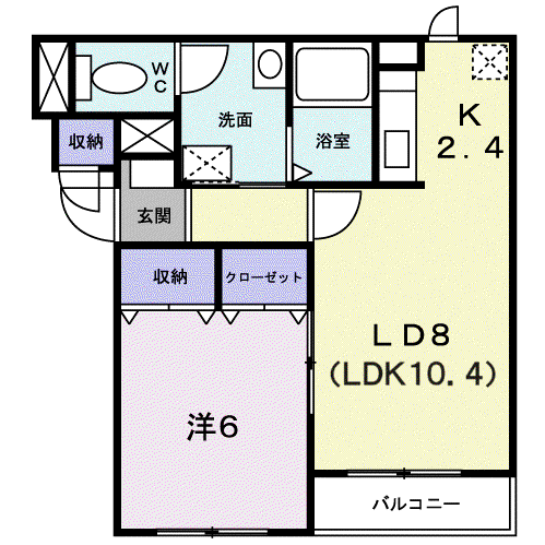 ジェルメ大手町2号棟(1LDK/3階)の間取り写真