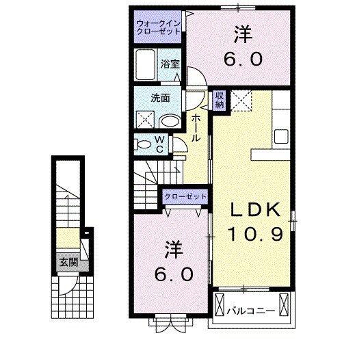 グラシオッソ II(2LDK/2階)の間取り写真
