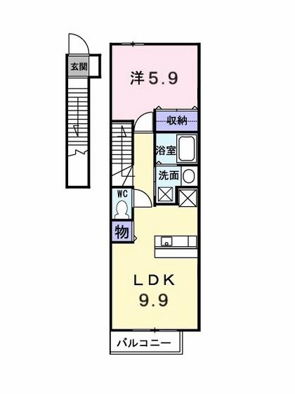 セトル梅林I(1LDK/2階)の間取り写真