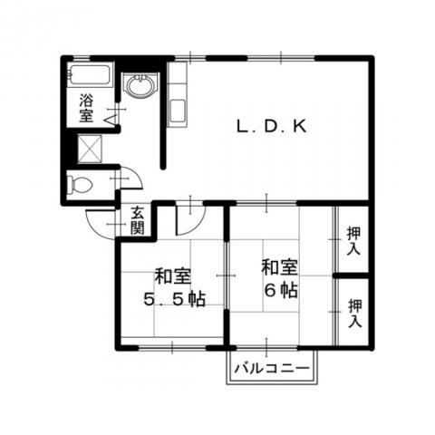 マリアージュII(2LDK/1階)の間取り写真