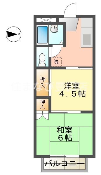 パークハイム成田B(2K/1階)の間取り写真