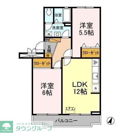 サンルミエール(2LDK/1階)の間取り写真