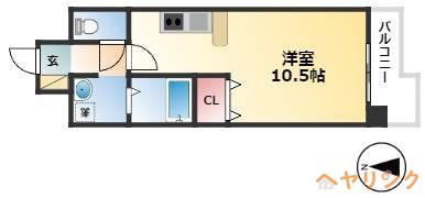 ソラナ平安(1K/5階)の間取り写真