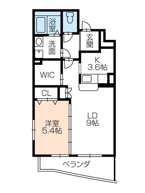 シャレ・アンジェロ(1LDK/1階)の間取り写真