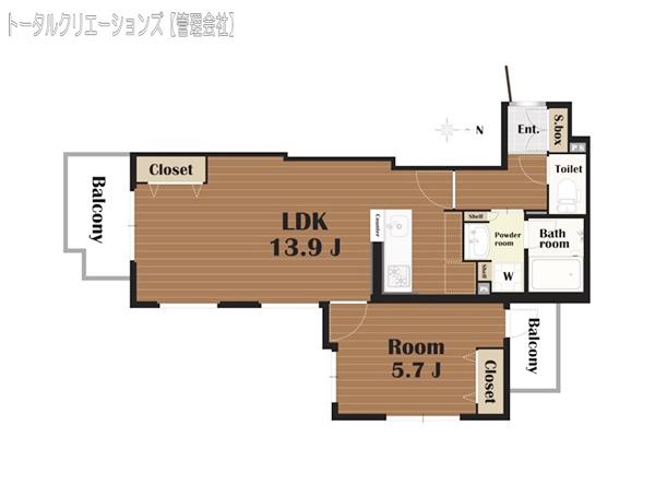 ランティエ豊中(1LDK/3階)の間取り写真
