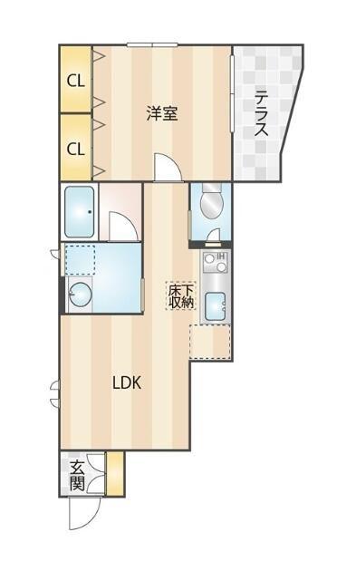 CASA SHIMOKITA(1LDK/1階)の間取り写真