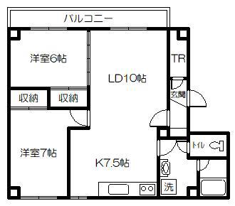 グランクレスト(2LDK/4階)の間取り写真
