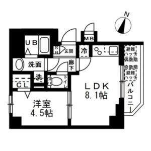 アムール代々木上原(1LDK/4階)の間取り写真