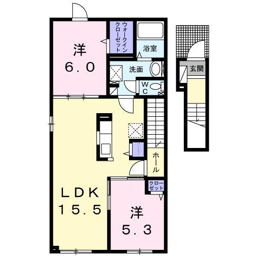 SUN PARKサン パーク(2LDK/2階)の間取り写真