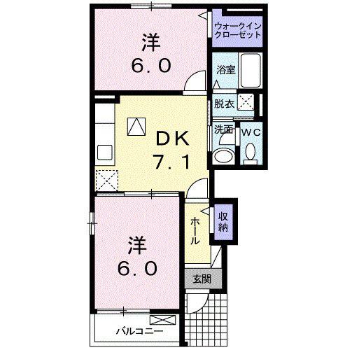 サニーガーデン新町(2DK/1階)の間取り写真