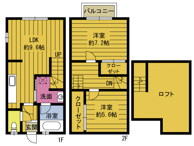COUNTRY KAKU(2LDK/1階)の間取り写真