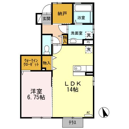 D-ROOMアイ(1LDK/1階)の間取り写真