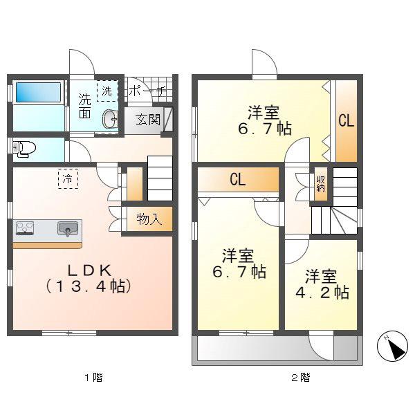 クーボ大根山(3LDK/1階)の間取り写真