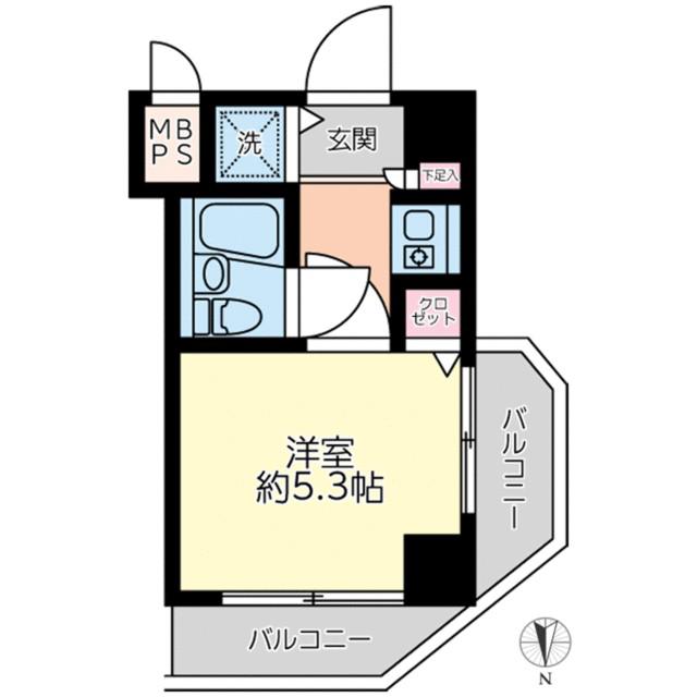 エミネンスコート多摩堤通(1K/3階)の間取り写真