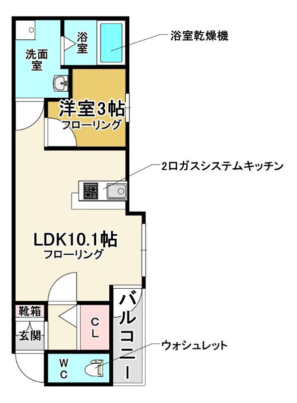 ルッソ豊中蛍池(1LDK/3階)の間取り写真